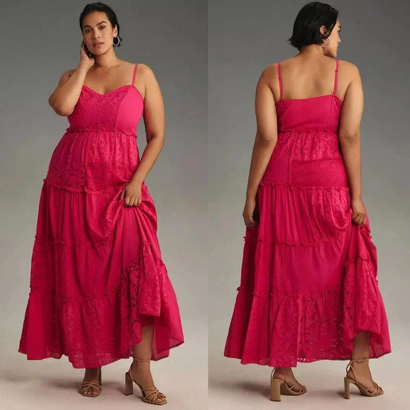 Anthropologie Bhanuni by Jyoti Sleeveless Patchwork Lace  Midi Dress Large $238 - Picture 3 of 3